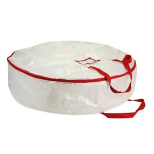 30 in. Artificial Circular Wreath Bag with Red Trim