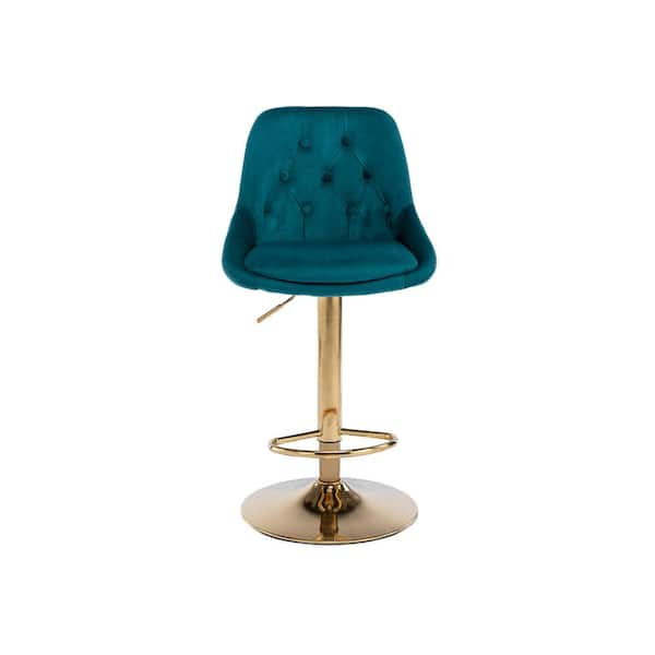 44in. Teal Bar Stools with Back and Footrest Counter Height Dining ...