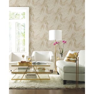 Blush Metallic Oil and Marble Paper Unpasted Wallpaper (21 in. x 33 ft.)