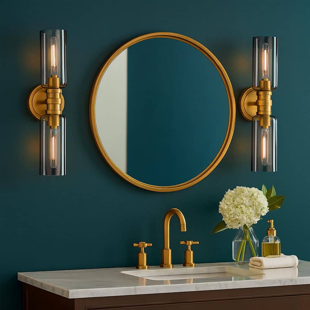 Naomi 5.0 in. 2 Light Lacquered Brass Vanity Light price history on PriceWatchPro