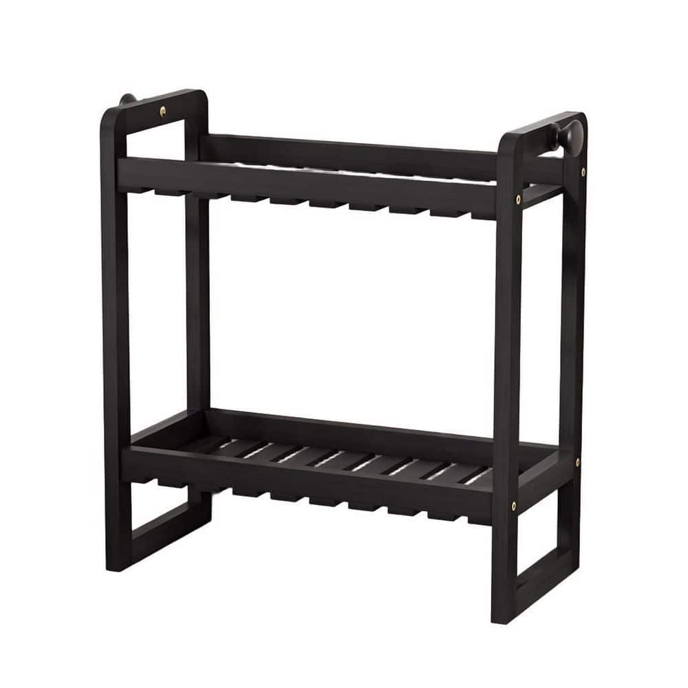 2-Tier 12.77 in. W x 13.79 in. H x 6.12 in. D Bamboo Rectangular Over The Toilet Storage Shelf in Black price history on PriceWatchPro