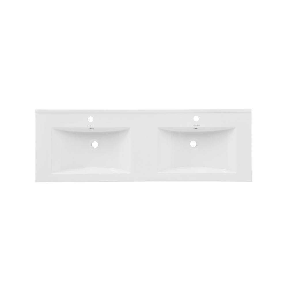 White Ceramic 48" Vanity Top with Double Basins