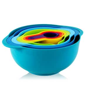8-Piece Plastic Assorted Colors Mixing Bowl Set with Measuring Cups