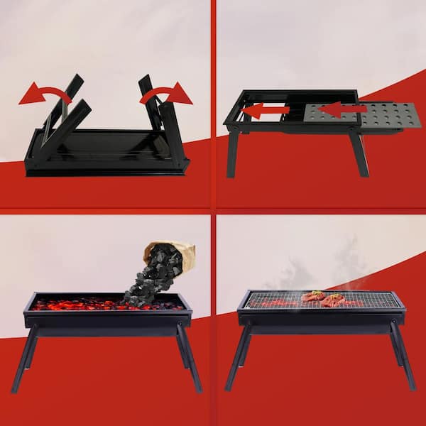 BBQ-Toro hibachi ceramic table grill with wooden stand 50 x 23 x