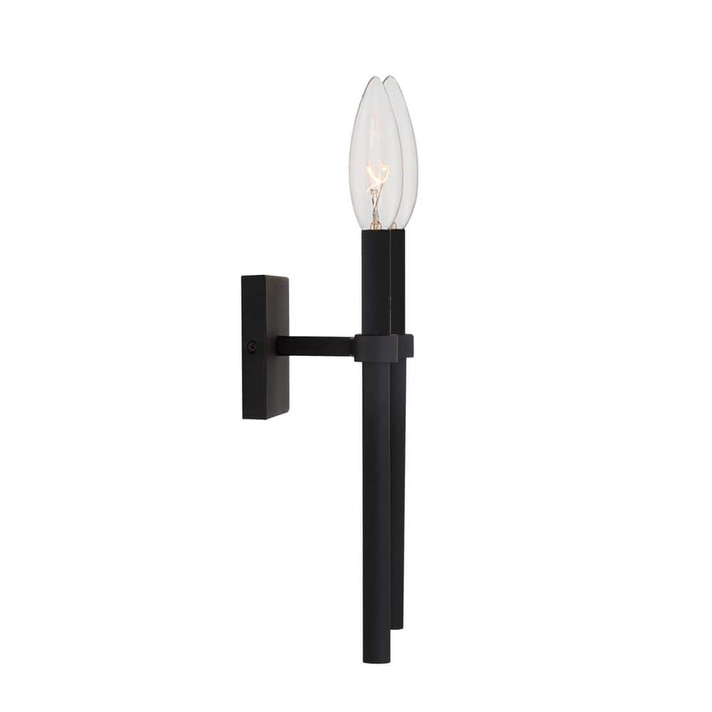 Elegant Black Forged Metal Dimmable Cylinder Sconce