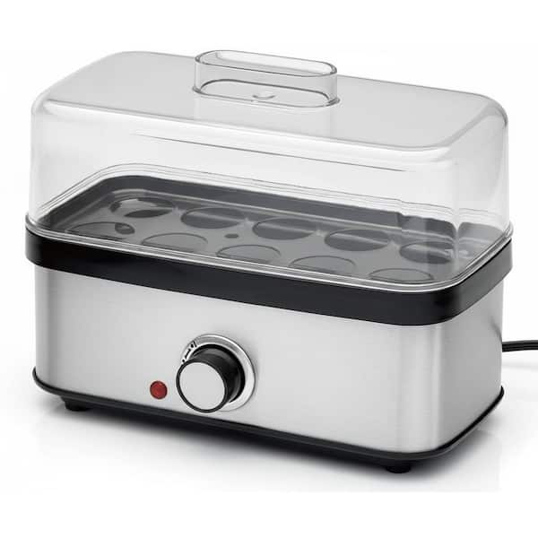 Plastic 8-Piece White Electric Egg Cooker Omelette Pans Set Rapid Boil Auto Shut Off Compact Easy Clean