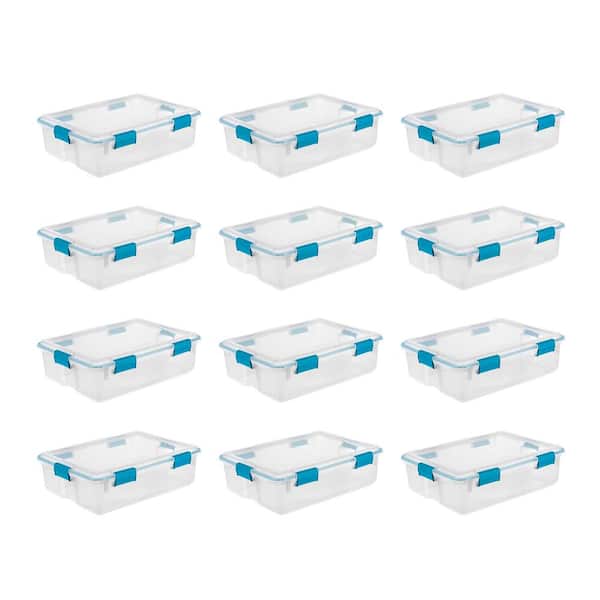37 Qt. Thin Gasket Box Clear Storage Bin Containers (12-Pack)