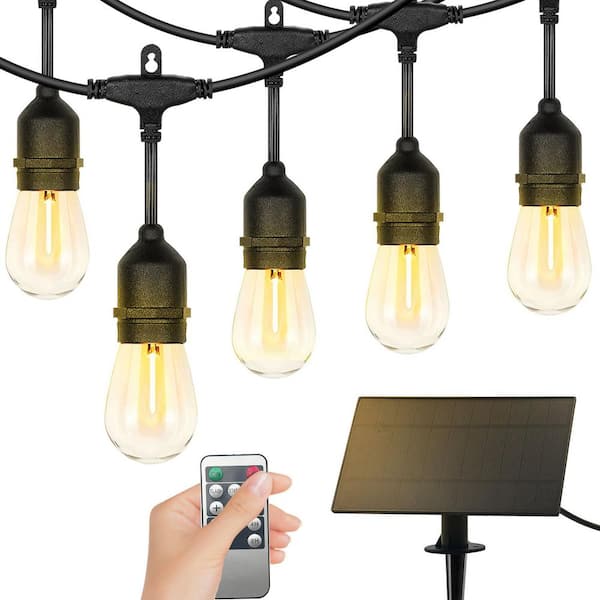 Cedar Hill 15 Bulbs 50 ft. Outdoor Solar LED Edison String-Light with Remote Control