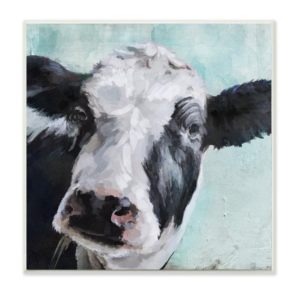 Stupell Industries Washed Out Distressed Surface Rustic Cow Portrait Black Framed Wall Art 12 x 12 Multi-Color 