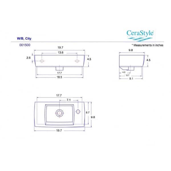 Nameeks City Wall Mounted Bathroom Sink in White Nameeks City Wall Mounted Bathroom Sink in White