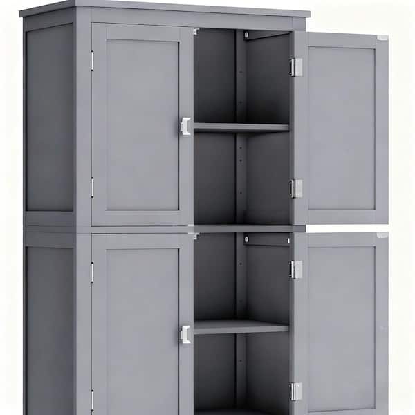 23.6 in W x 11.8 in D x 43.3 in H Adjustable Gray Linen Cabinet Freestanding Storage with Engineered Wood in Dove Gray