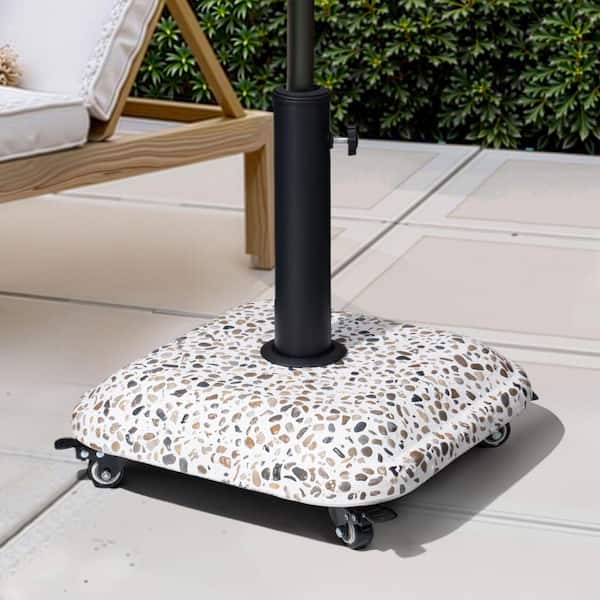 45 lbs. Concrete Square Patio Umbrella Base in Cobblestone with Wheels