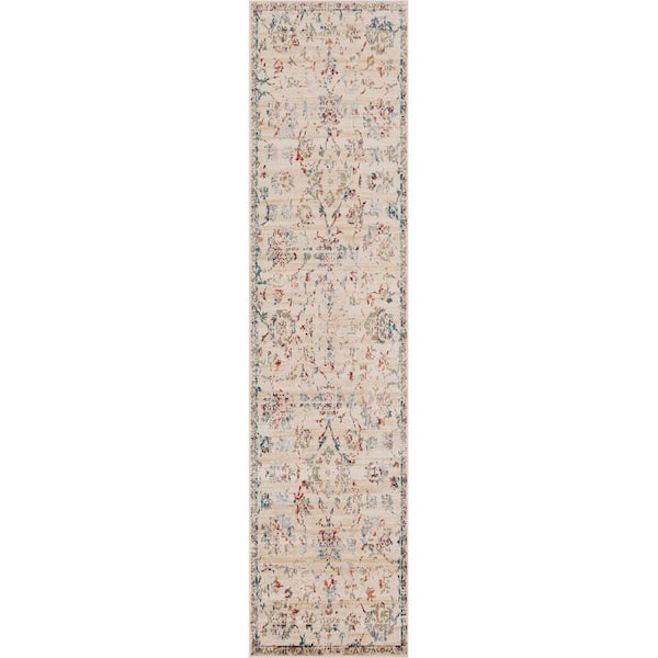 SUPERIOR Basilio Red 2 ft. 7 in. x 8 ft. Modern Farmhouse Medallion Polypropylene Area Rug