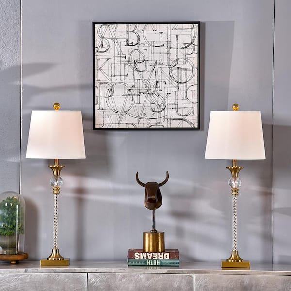 Montgomery 29.5 in. Brass/Clear Buffet Table Lamp (Set of 2)