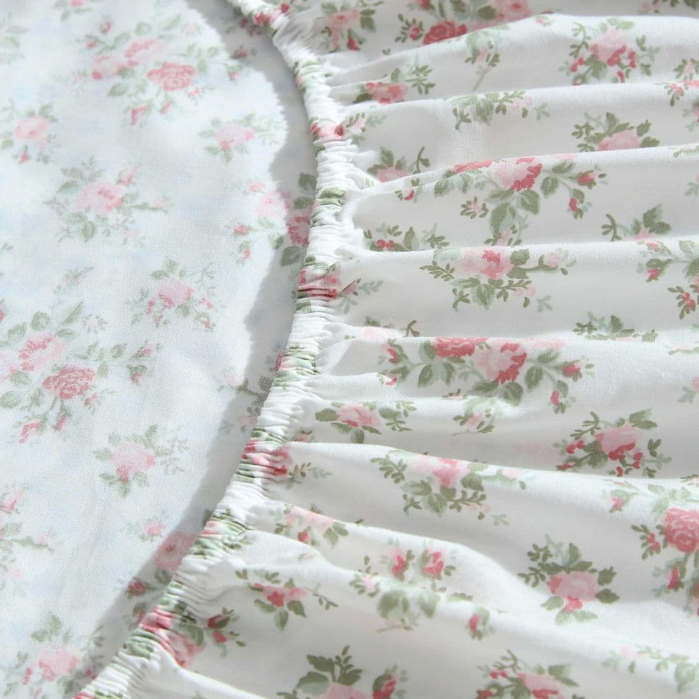 Leanna Rose Pink Floral Cotton Twin Sheet Set
