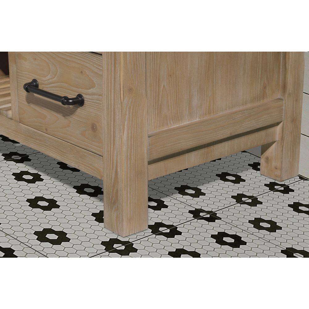 Lauren 48" Weathered Fir Bathroom Vanity with White Stone Countertop