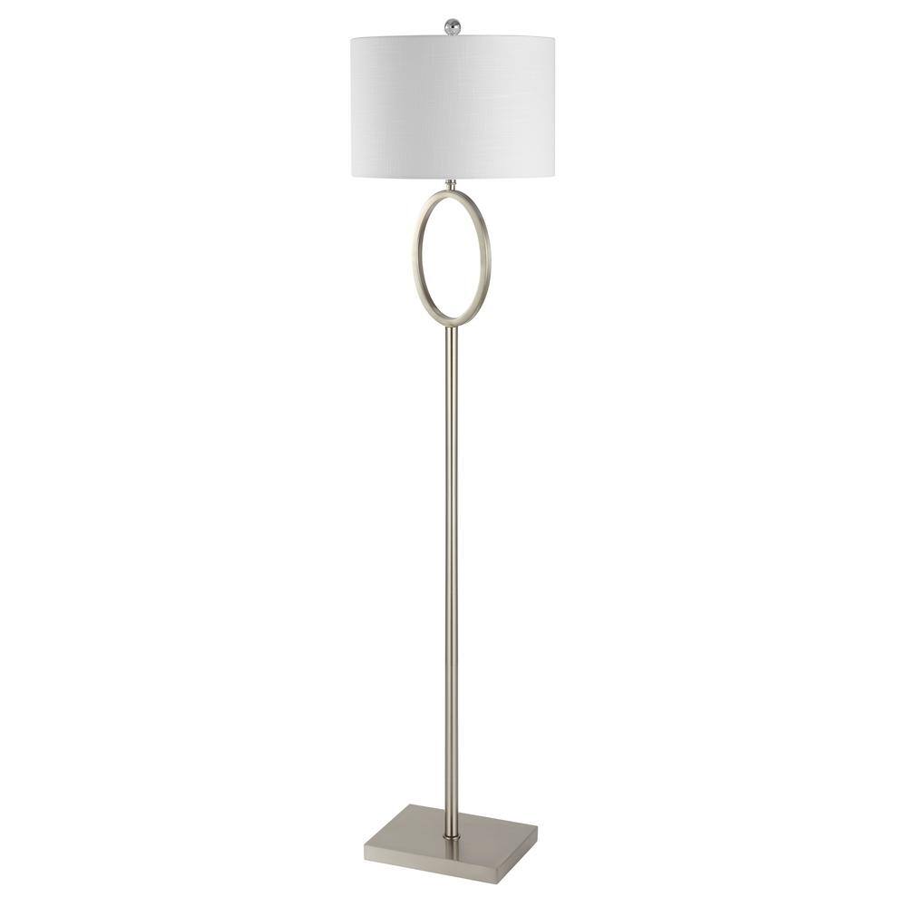 April Elegance 61" Nickel Metal LED Floor Lamp with White Linen Shade