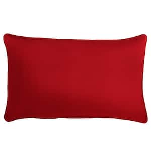 Sunbrella Jockey Red Rectangular Outdoor Corded Lumbar Pillow