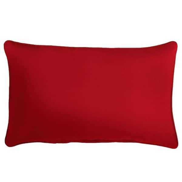 SORRA HOME Sunbrella Jockey Red Rectangular Outdoor Corded Lumbar Pillow