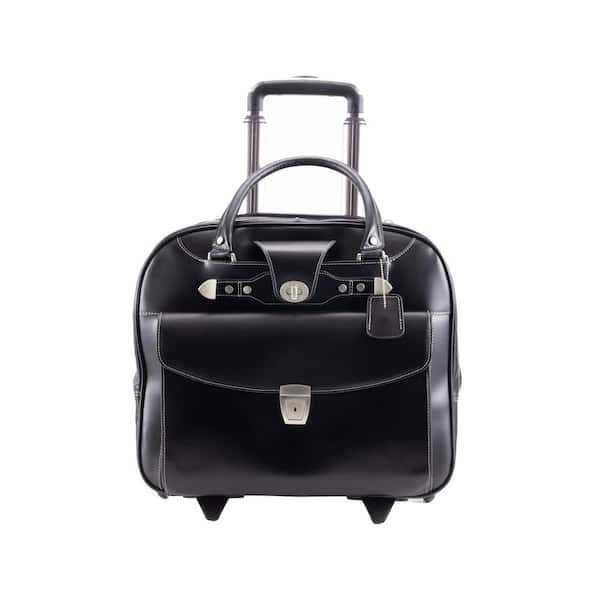 McKLEIN Denali 13.5 in. Black Top Grain Cowhide Leather 15 in. Wheeled Ladies' Laptop Briefcase
