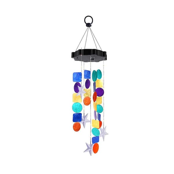 Glitzhome 18.75 in. H Solar Lighted Hanging Chandelier with