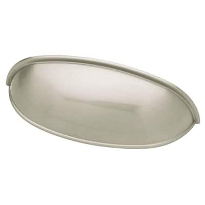 2-1/2 or 3 in. (64 or 76mm) Center-to-Center Satin Nickel Dual Mount Cup Drawer Pull (6-Pack)