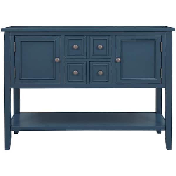 Utopia 4niture Amie 46 in. Antique Navy Rectangular Sideboard Wood Console Table