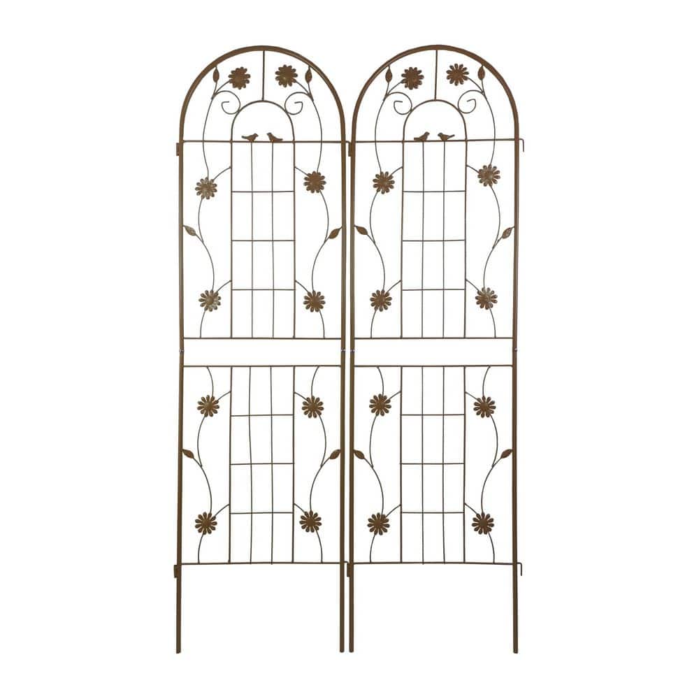 Outddor Brown Metal 40 in. W x 71 in. H Rustproof Garden Trellis Flower Support for Climbing Plants (2-Pack) price history on PriceWatchPro