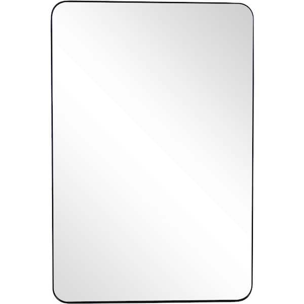 HomeRoots 28 in. W x 42 in. H Metal Black Decorative Mirror