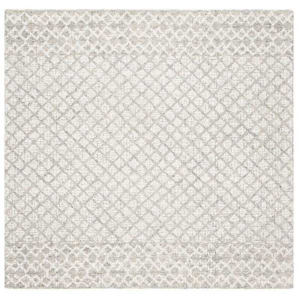 SAFAVIEH Abstract Ivory/Gray 6 ft. x 6 ft. Square Distressed Geometric Area Rug