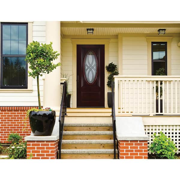 Masonite 36 in. x 80 in. Everland Cianne Cherry Right-Hand Inswing 3/4 Oval Finished Smooth Fiberglass Prehung Front Door