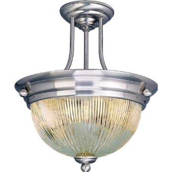 Volume Lighting 2-Light Brushed Nickel Interior Semi Flush Mount