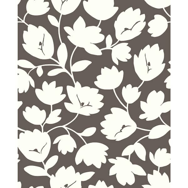 A-Street Prints Astrid Chocolate Floral Paper Strippable Roll (Covers 56.4 sq. ft.)