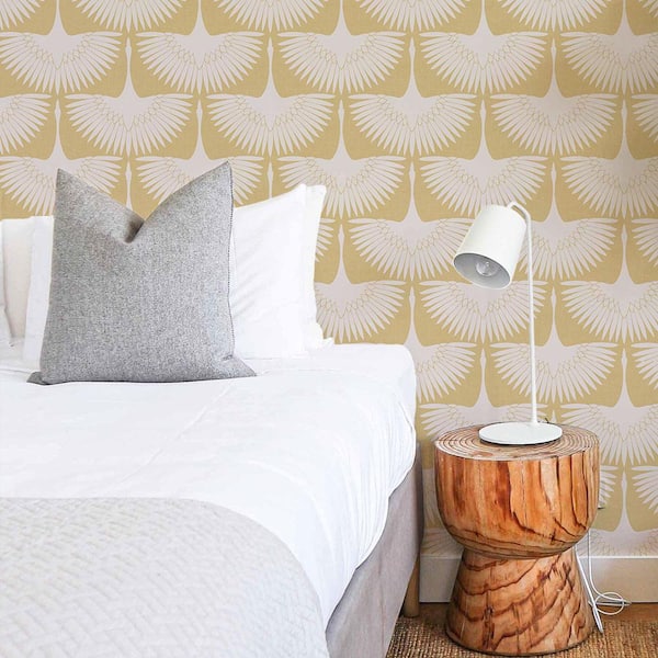 Genevieve Gorder Golden Hour Feather Flock Vinyl Peel and Stick Wallpaper Roll (Covers 28 sq. ft.)