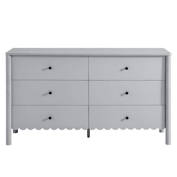 Emmeline Scalloped 6-Drawer Dresser by Modway - Light Gray