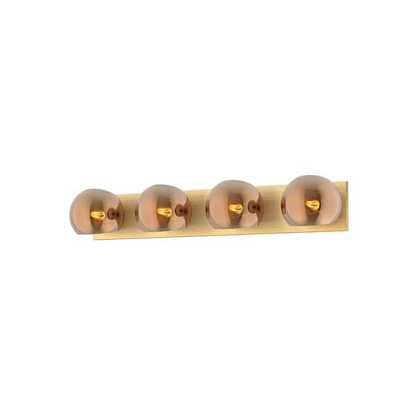 ALORA MOOD Willow 31-in 4 Light 60-Watt Brushed Gold/Copper Glass Vanity Light
