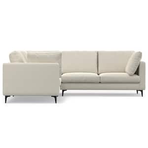 Ava 102 in. Straight Arm Tightly Woven Performance Fabric Rectangle Mid Century Corner Sectional Sofa in. Cream