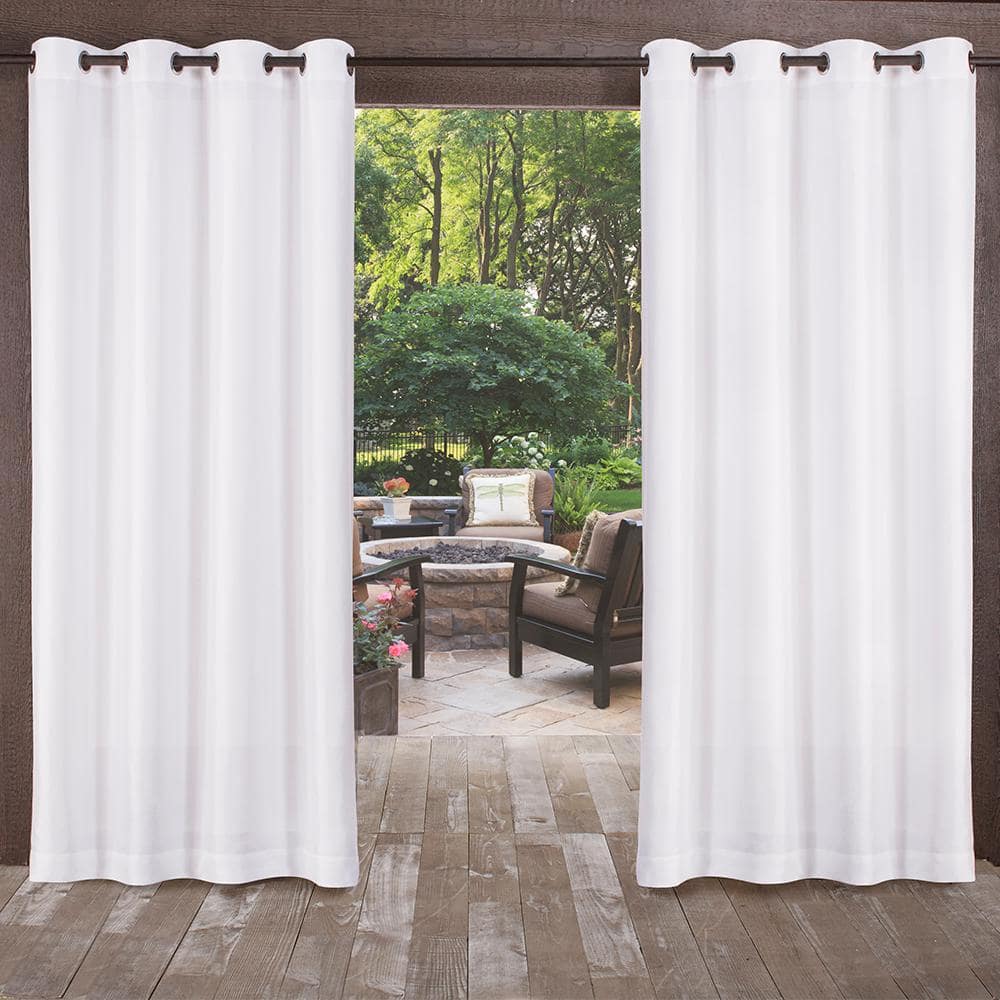 Biscayne Winter White Solid Light Filtering Grommet Top Indoor/Outdoor Curtain, 54 in. W x 108 in. L (Set of 2) price history on PriceWatchPro