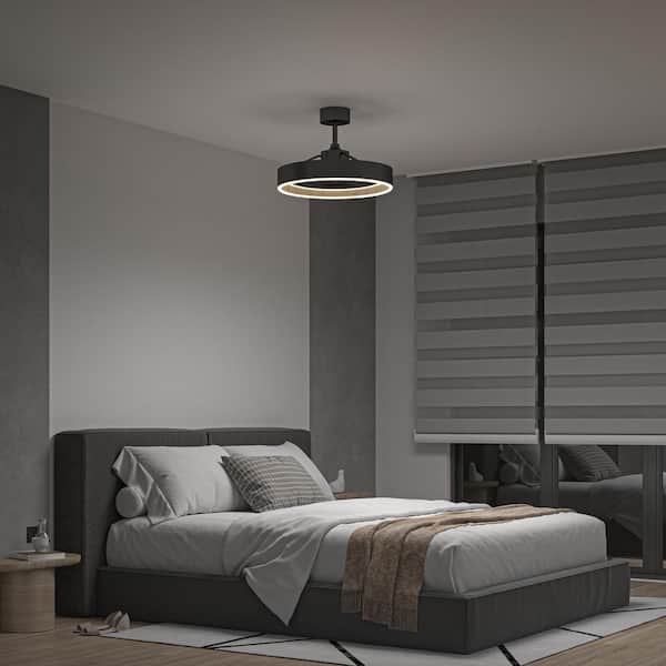 Alton 24 in. Indoor Black and Wood 8 Steps CCT 18.7 in. Integrated LED Ceiling Fan with Remote Included