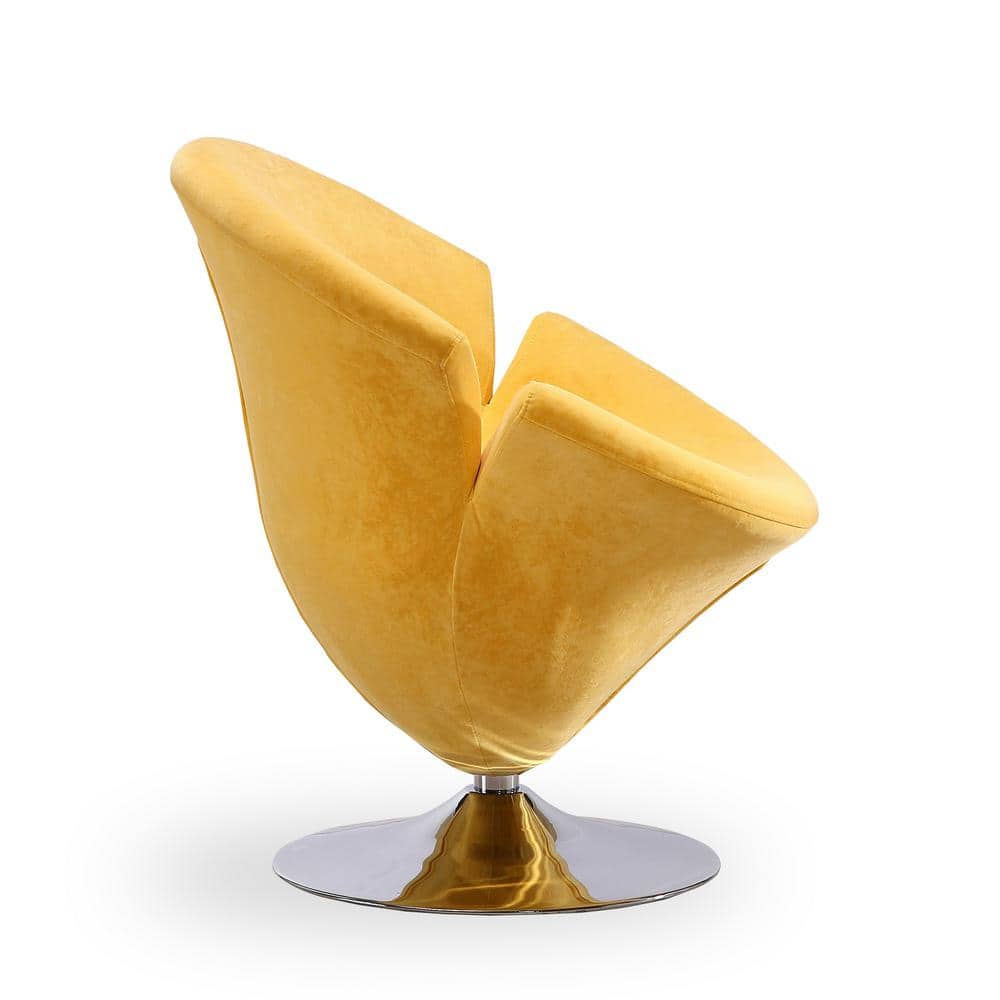 Blossom Yellow Velvet Barrel Swivel Accent Chair Set