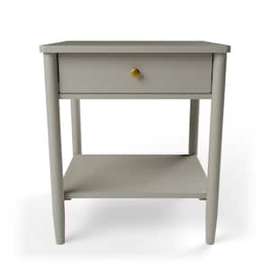 Eden 1-Drawer Gray Classic Wood Nightstand 23 in. H x 20 in. W x 18.5 in. D