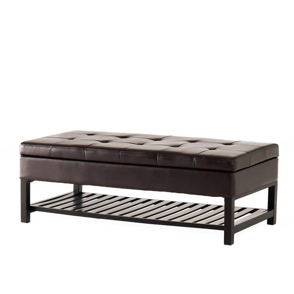 Noble House Miriam Espresso Storage and Bottom Rack Ottoman 6740 - The ...