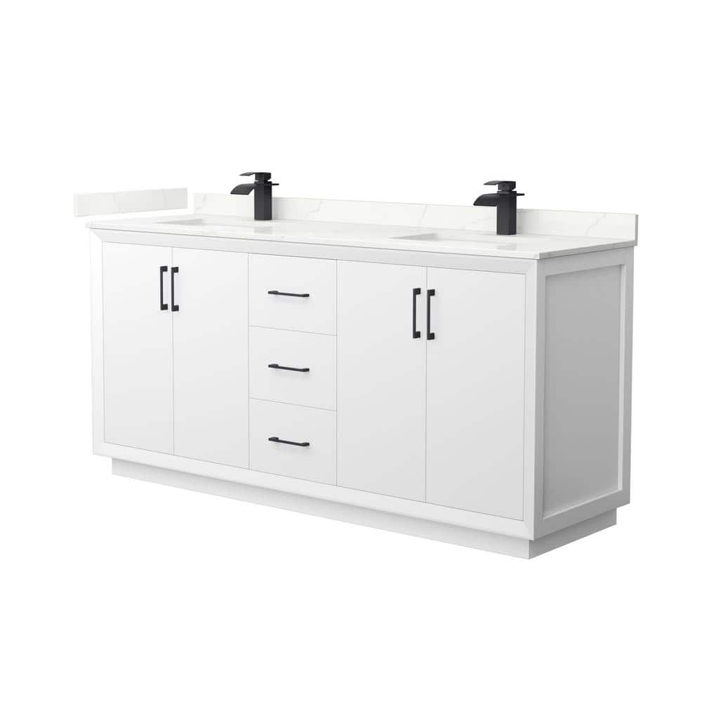 Strada 72 in. W x 22 in. D x 35 in. H Double Bath Vanity in White with Giotto Quartz Top price history on PriceWatchPro