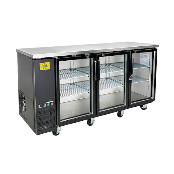 73 in. 19.6 cu. ft. Commercial Refrigerator Beer Bar Glass Door Black case EU72BG in Black