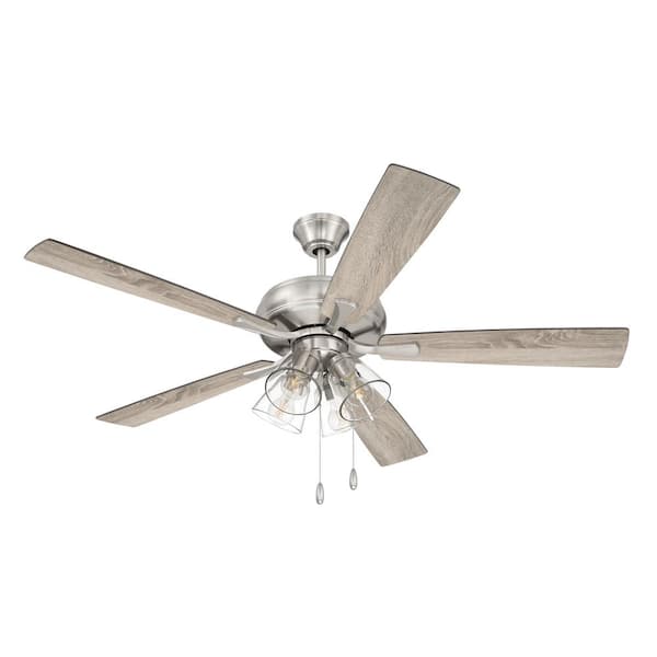 CRAFTMADE Eos Clear 4 Light 52 in. Indoor Dual Mount Brushed