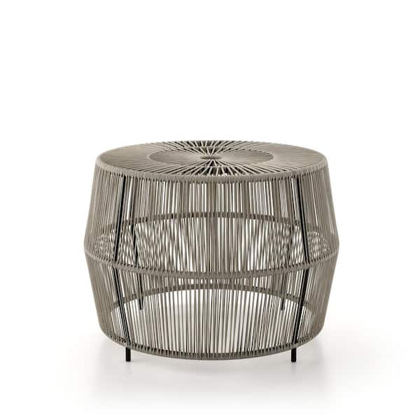 MUSE & LOUNGE Ysar Gray Boho Round Metal Outdoor Side Table