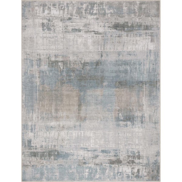 Well Woven Gray 9 ft. 10 in. x 13 ft. Flat-Weave Abstract Mandala Vintage Paintsplash Area Rug
