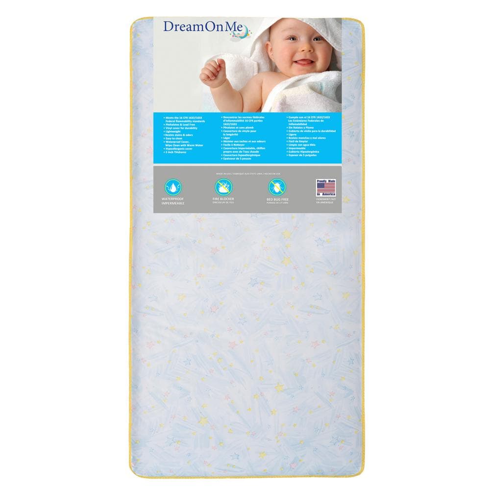 Dream On Me Stars Light Crib and Toddler 202 Coil Mattress -  154-202