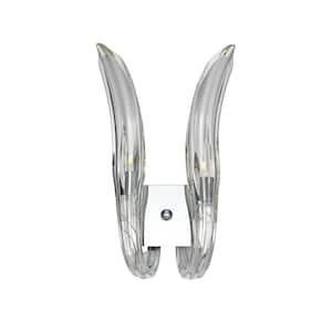 Cisne 2-Light Polished Nickel Distinctive Wall Sconce with Clear Czech Crystal Shades