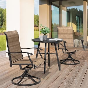 3-Piece Steel Round Outdoor Patio Bistro Set in Brown